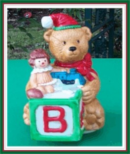 Musical Teddy Bear - Vintage Wind Up Music Box - Pottery