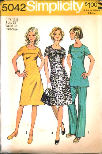Vintage Simplicity 5042 Chic Dress Tunic Pants Pattern Size 16 1/2